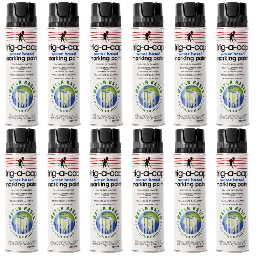 Farba geodezyjna marker czarny 500ml 12szt. AMPERE TRIG-A-CAP WB H2O