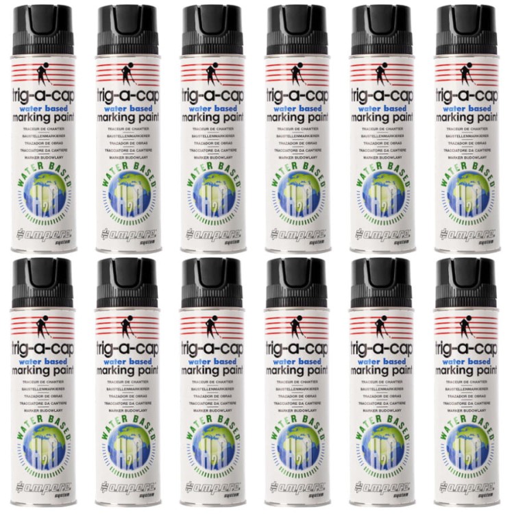 Farba geodezyjna marker czarny 500ml 12szt. AMPERE TRIG-A-CAP WB H2O