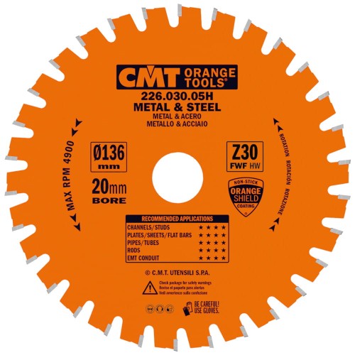 CMT Piła tarczowa do cięcia stali 136mm x 20mm 30z