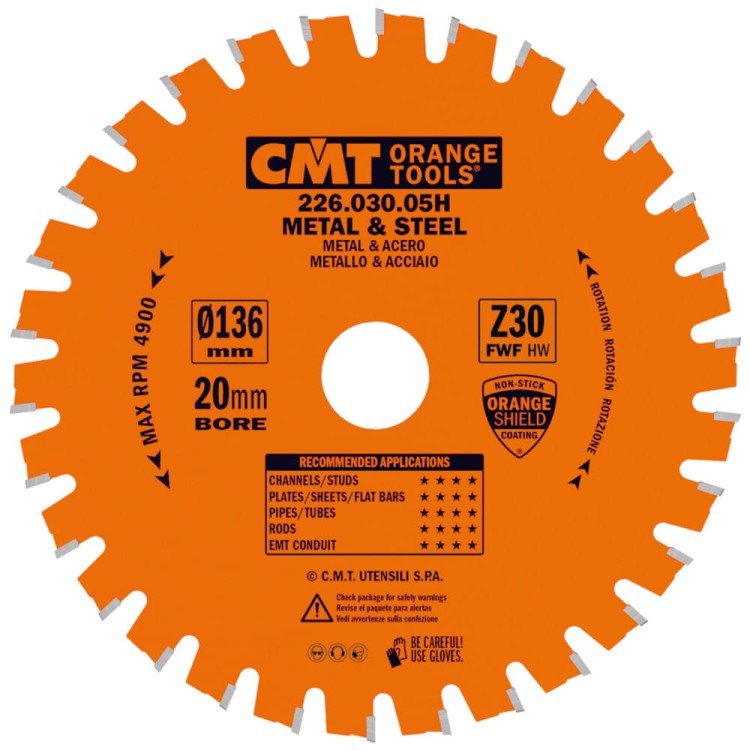CMT Piła tarczowa do cięcia stali 136mm x 20mm 30z