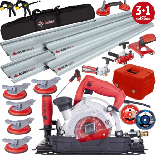 RUBI TC-125 Pilarka tarczowa + Rubi Slim Cutter Plus 430cm + Łamacz + Tarcza TVA 125 + Przyssawka + 2 x Ścisk Stanley