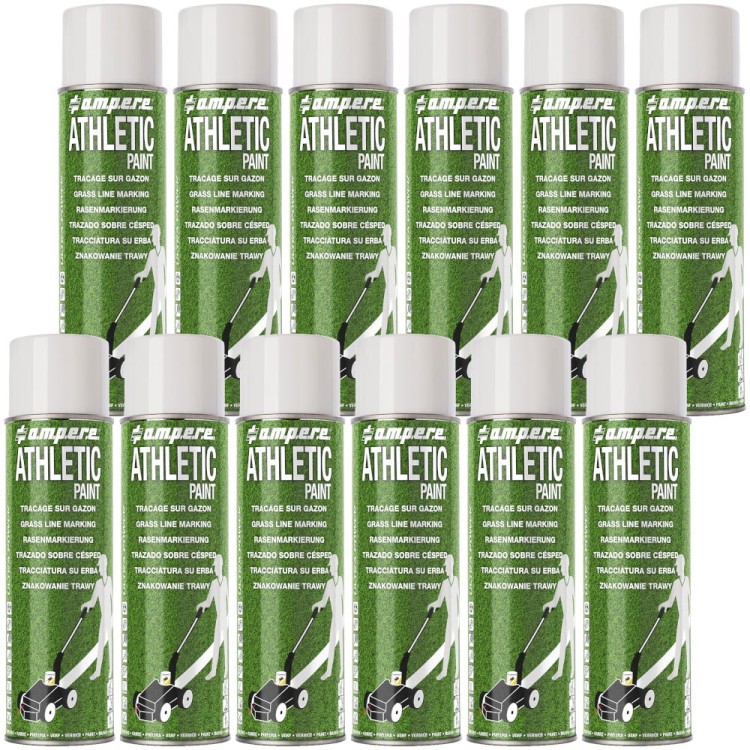 Farba do malowania linii na murawie 12x 500ml biała Ampere Athletic Paint