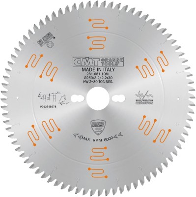 Tarcza do płyty laminowanej HM D=250 F=30 Z=80K/P=3,2/2,2 FFT-3°NEG CMT