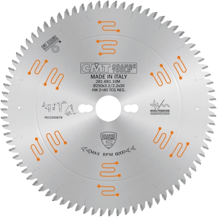 Tarcza do płyty laminowanej HM D=250 F=30 Z=80K/P=3,2/2,2 FFT-3°NEG CMT