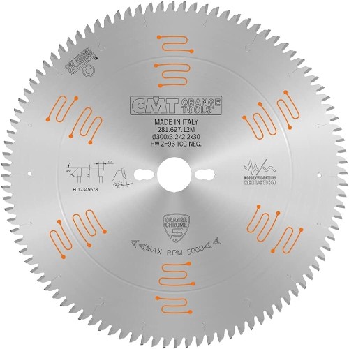Tarcza/piła do laminatu 300x30mm HM Z=96K/P=3,2/2,2 FFT-3°NEG (CH) CMT