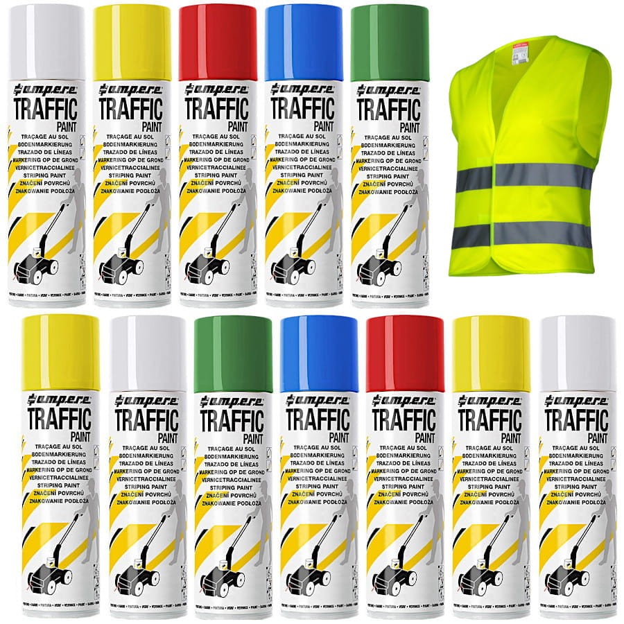 AMPERE TRAFFIC PAINT Farba do malowania linii 500ml 12szt. mix + komin gratis