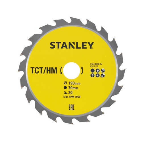 Piła tarczowa z węglikiem TCT/HM 190x30mm 20z Stanley STA13030