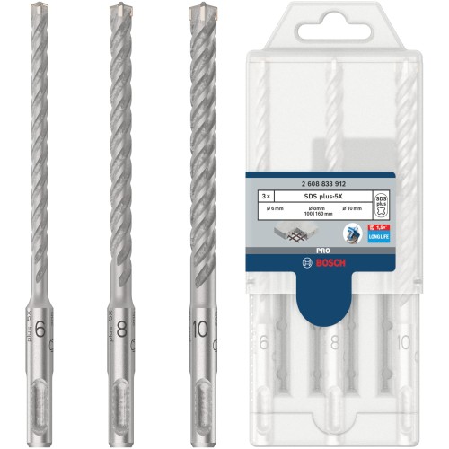 Zestaw wierteł udarowych do betonu SDS PLUS-5X roz. 6, 8, 10mm 3szt. BOSCH