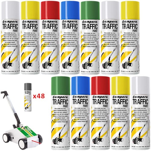 AMPERE TRAFFIC PAINT Farba do malowania linii 500ml 48szt. mix + wózek