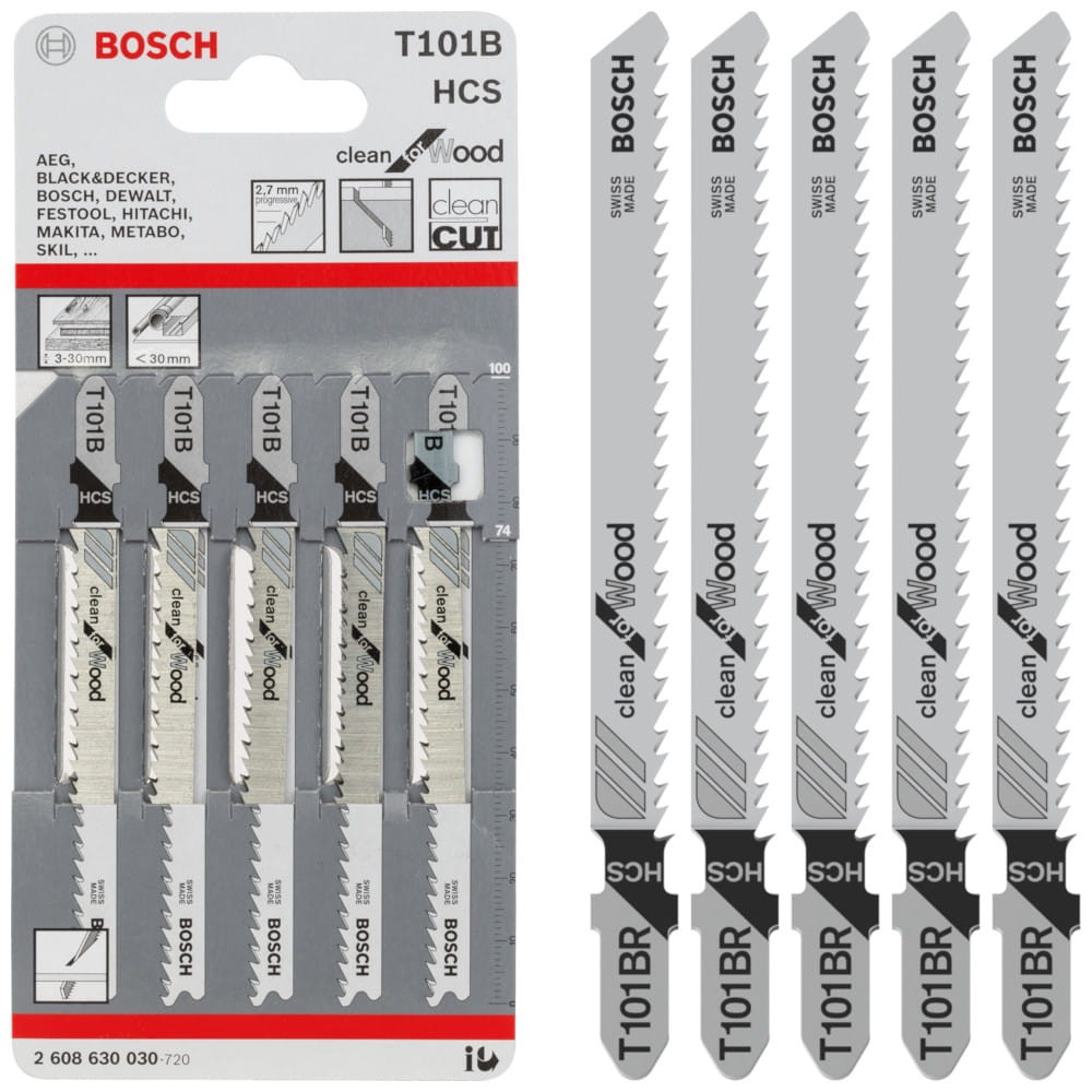 BOSCH Brzeszczot do drewna HCS 100mm T 101 B Clean for Wood zestaw 5szt.