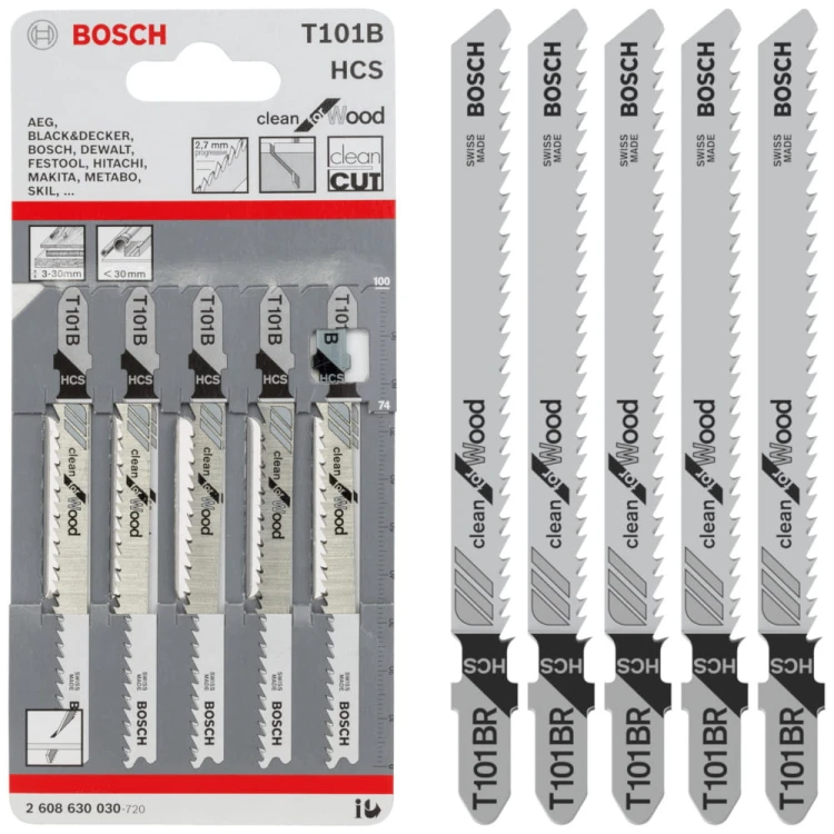 BOSCH Brzeszczot do drewna HCS 100mm T 101 B Clean for Wood zestaw 5szt.