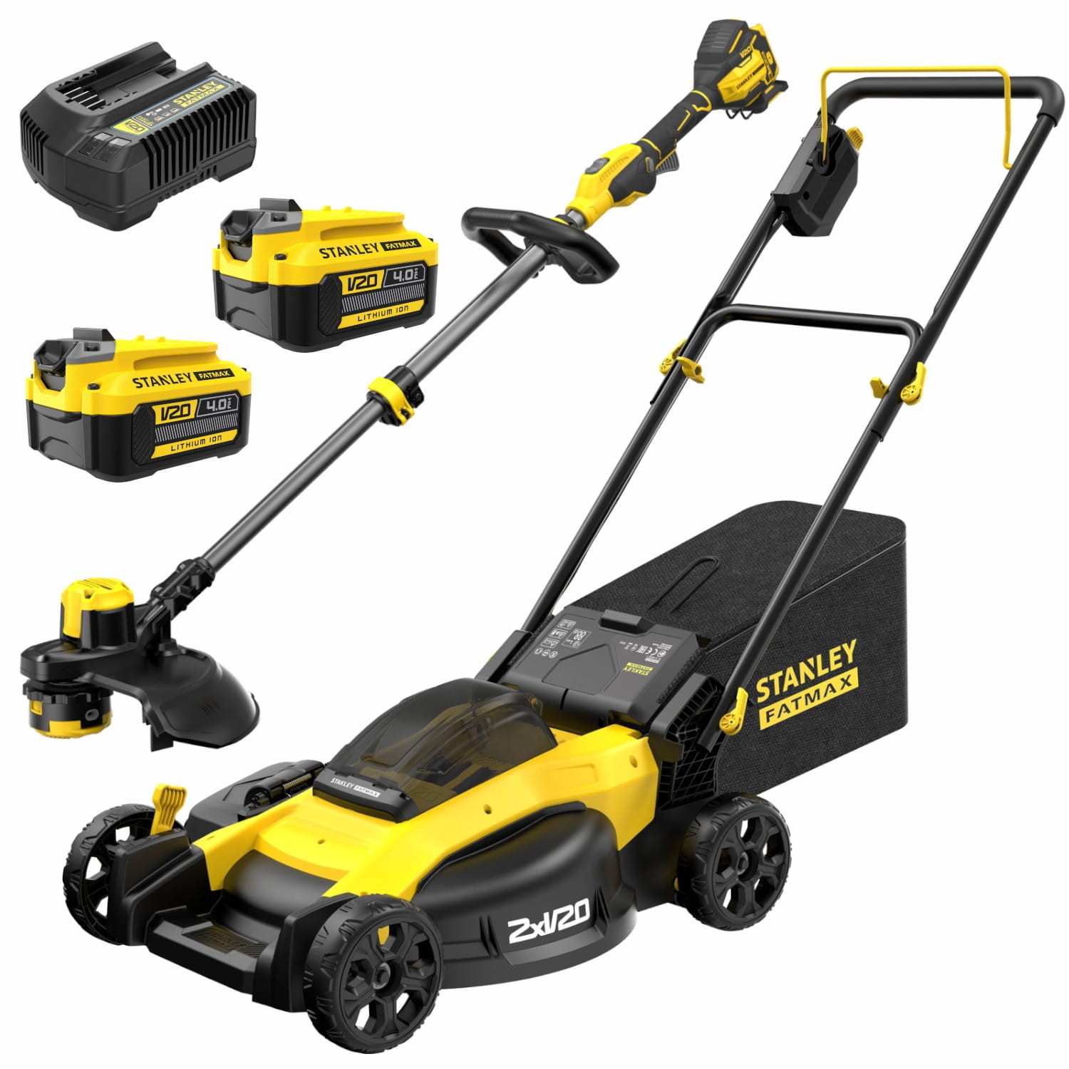 STANLEY SFMCMW2651M Kosiarka 18V V20 2x4Ah + podkaszarka Stanley SFMCSTB933B