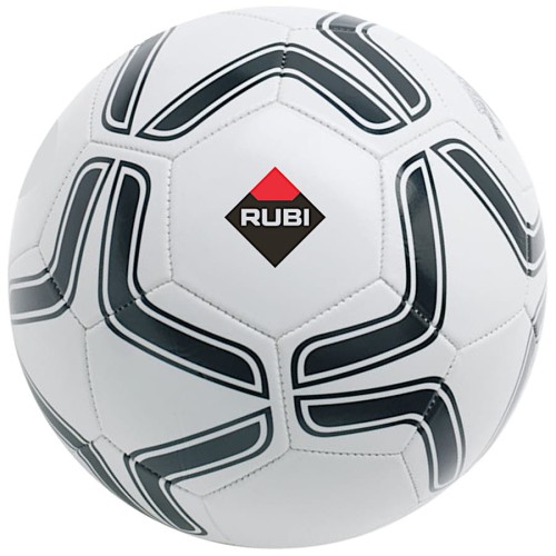 Piłka nożna biała z logo Rubi