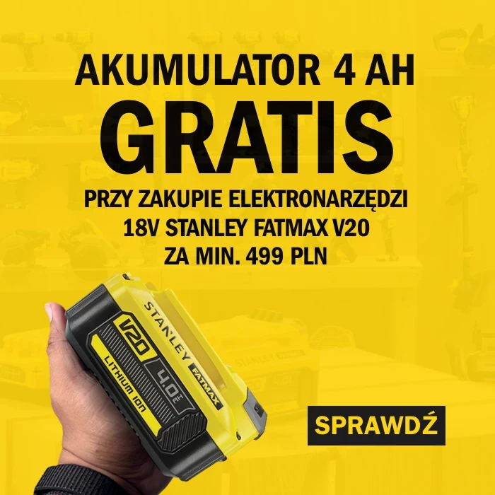 Darmowy akumulator 4.0Ah do narzędzi Stanley V20!