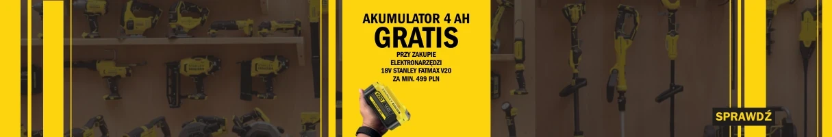 Darmowy akumulator 4.0Ah do narzędzi Stanley V20!