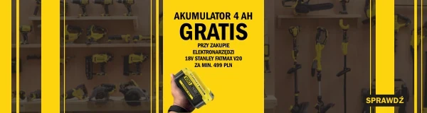 Darmowy akumulator 4.0Ah do narzędzi Stanley V20!