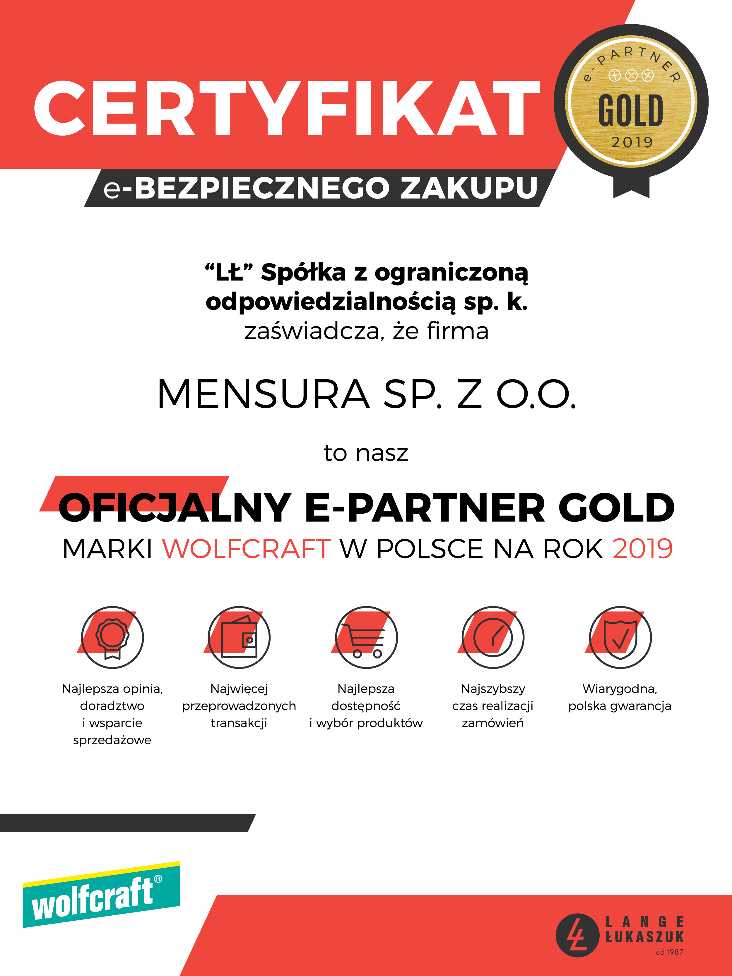 Certyfikat Gold
