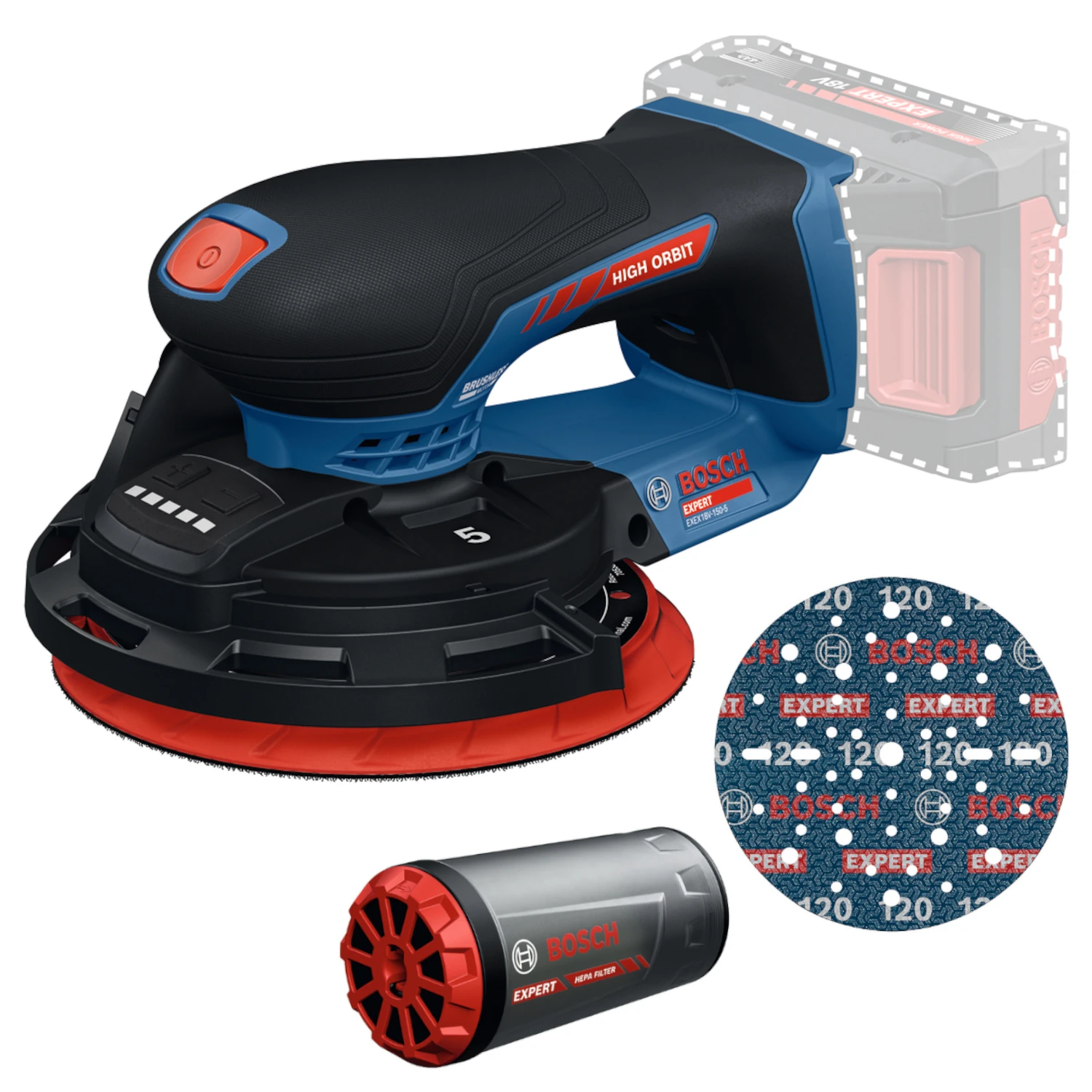 Szlifierka mimośrodowa 18V 150mm Bosch EXPERT EXEX18V-150-5 