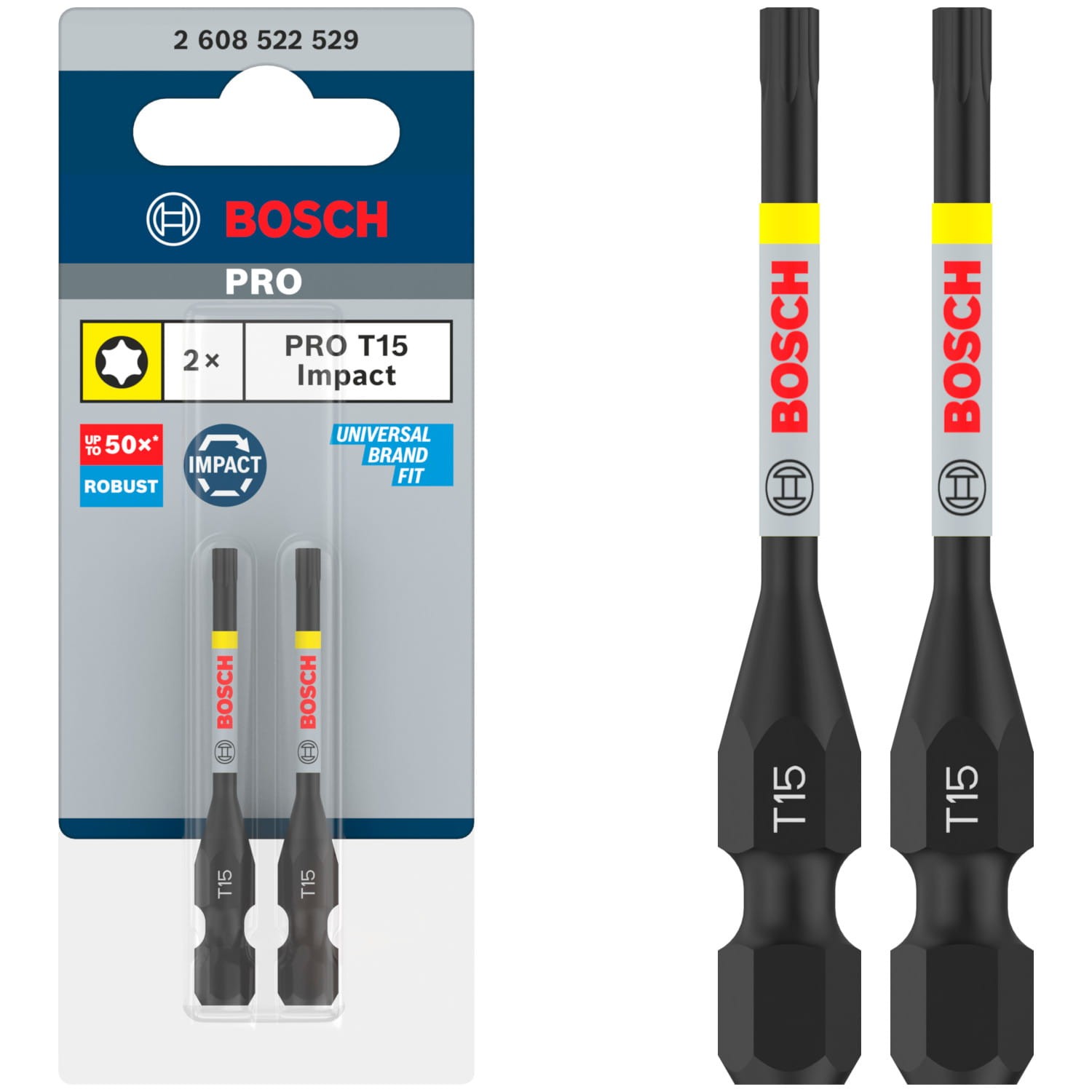 BOSCH PRO 2608522529 Bity udarowe Torx T15 55mm 2szt. 