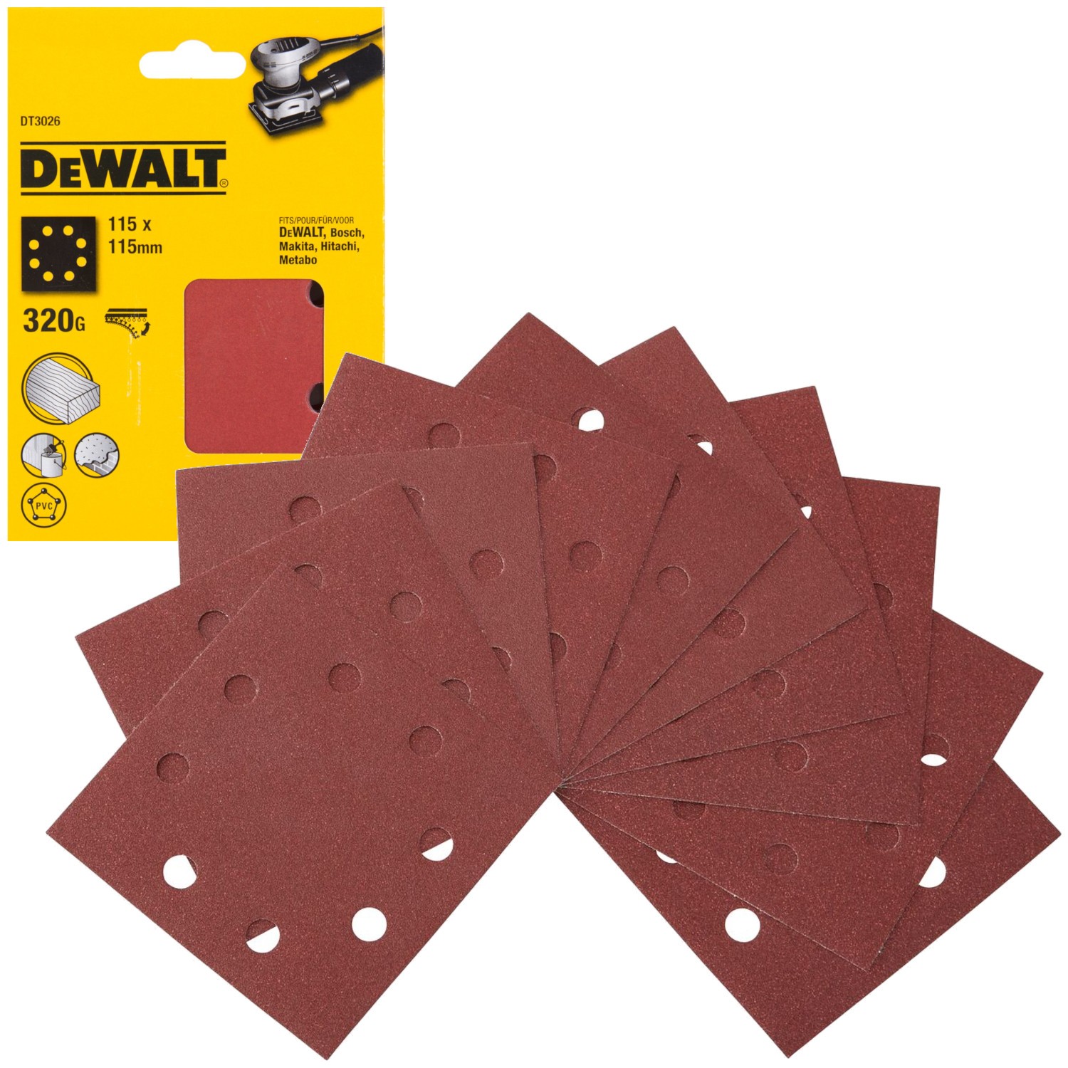 DeWALT DT3026 Papier ścierny na rzep 115x115mm