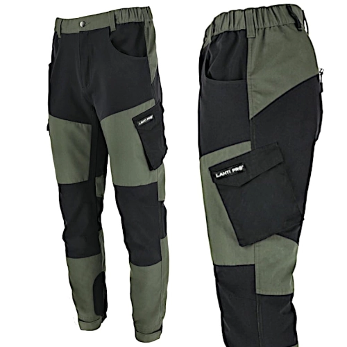 Spodnie z elementami stretch zielono-czarne roz. L Lahti Pro L4053803