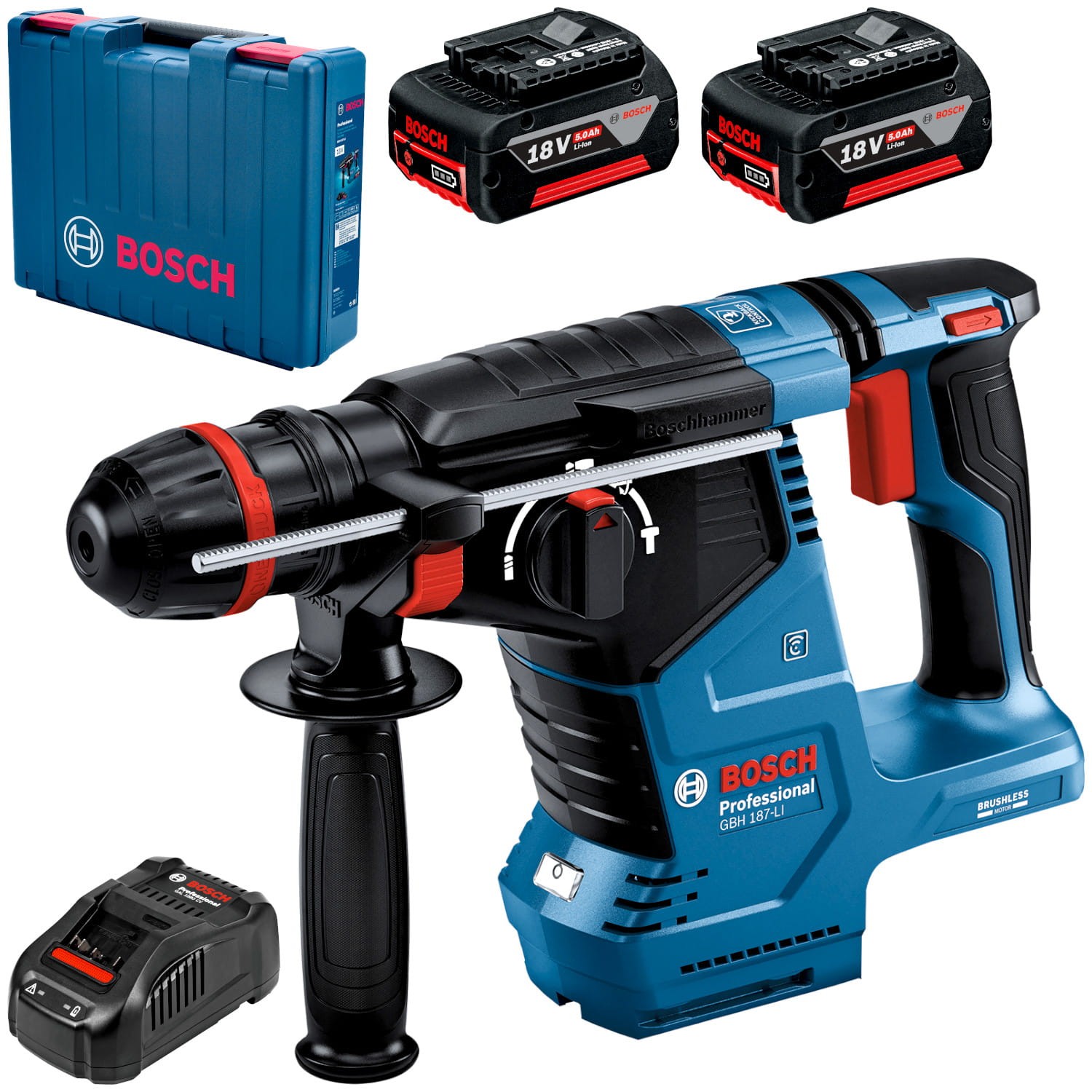 Młot udarowo-obrotowy SDS plus 2,4J 18V 2x 5,0Ah Bosch GBH 187-LI