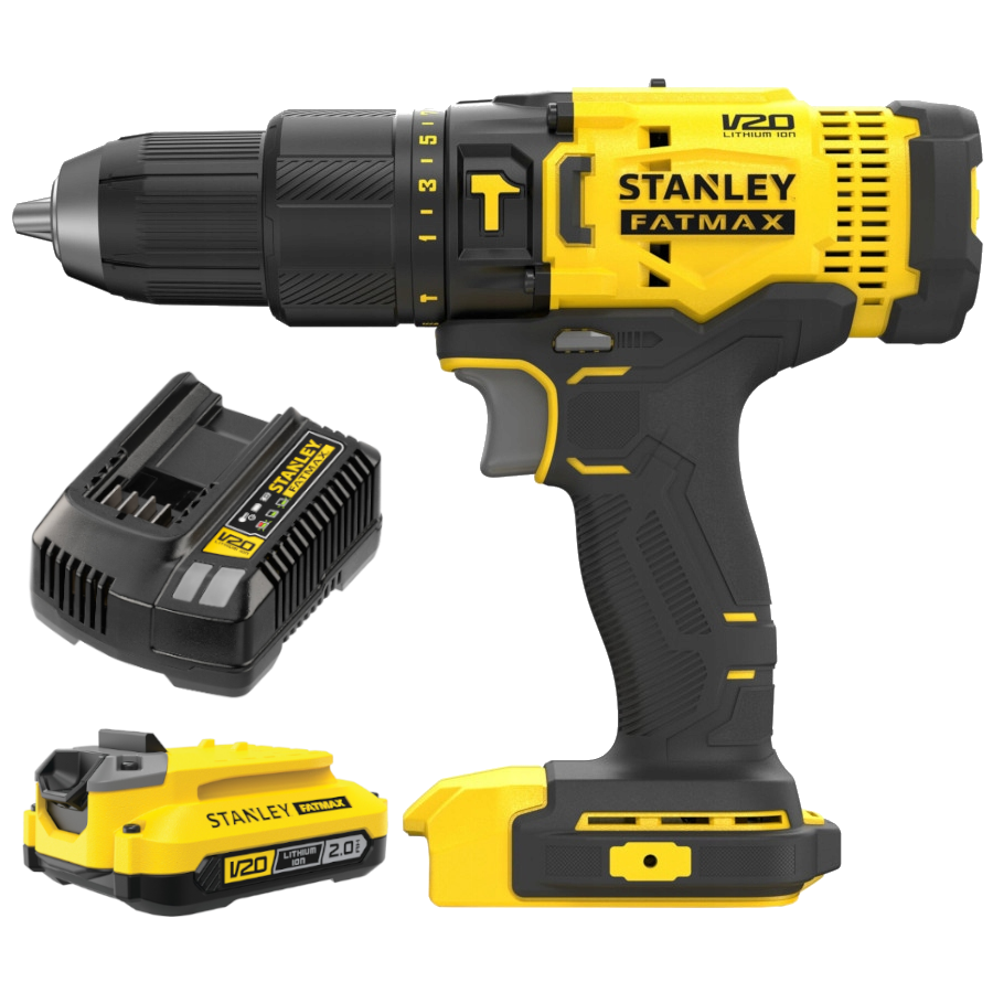 STANLEY SFMCD711B Wiertarko-wkrętarka udarowa body 18V seria V20 + aku 2.0Ah + ładowarka