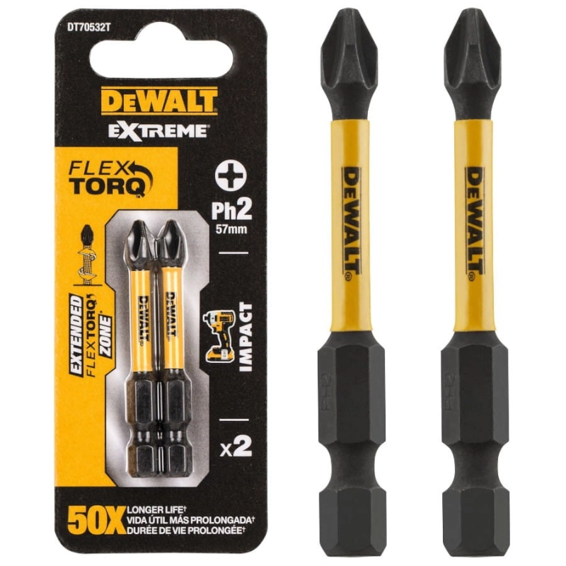DEWALT DT70532T – bity udarowe Phillips PH2 57mm, 2szt.