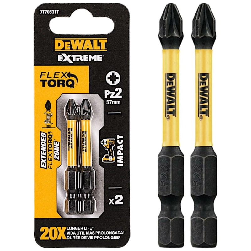 DEWALT DT70531T – bity udarowe Pozidriv PZ2 57mm, 2szt.