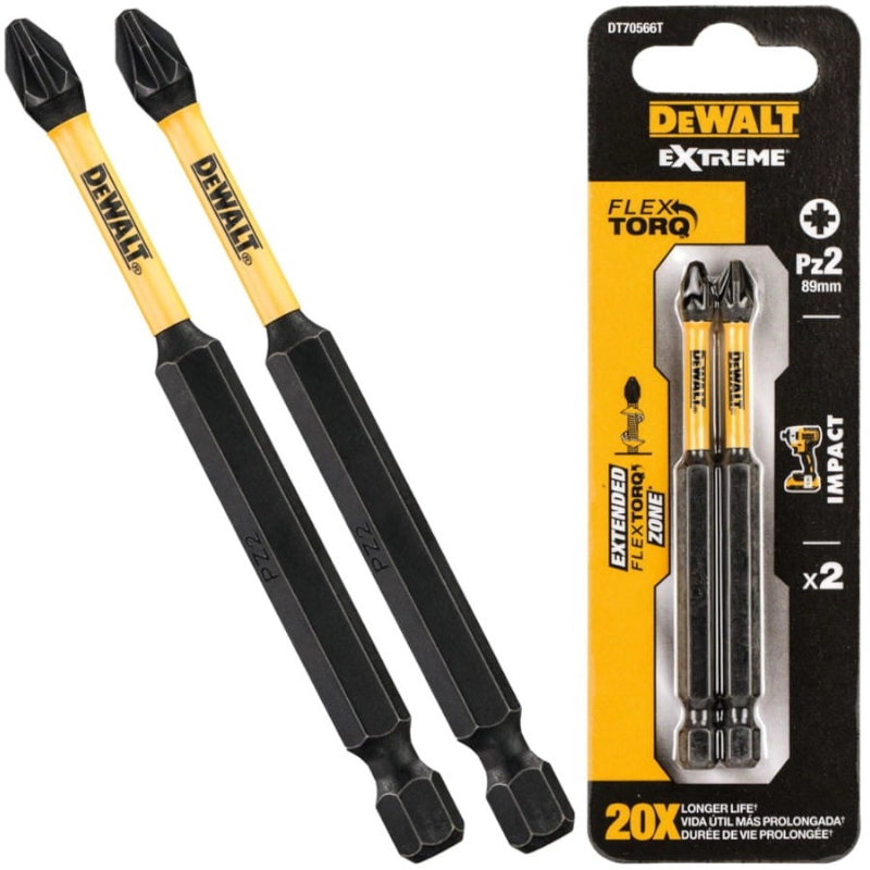 DEWALT DT70566T – bity udarowe Pozidriv PZ2 89mm, 2szt.