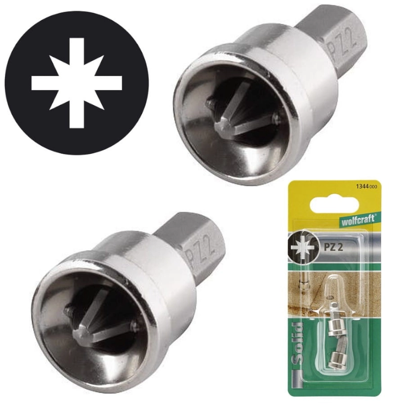 WOLFCRAFT 1344000 – bity PZ2 25mm z ogranicznikiem, 2szt.