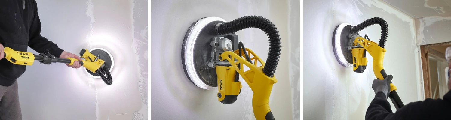 Zastosowanie szlifierki żyrafy do gładzi gipsowej Stanley SFMEE500S