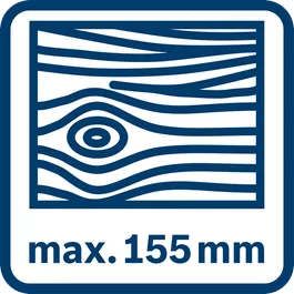 Głębokość cięcia w drewnie 155 mm
