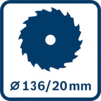 Bosch - Średnica tarczy i otworu 136/20 mm
