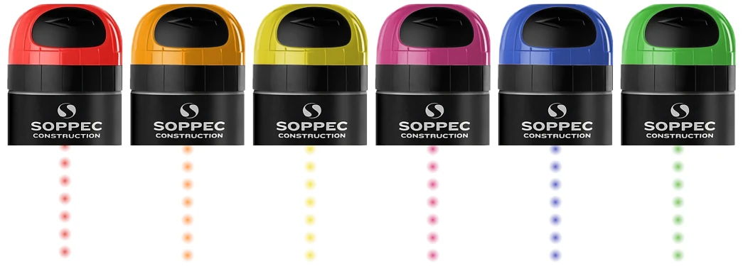 Farby w sprayu do znakowania w budownictwie Soppec Construction - kolory