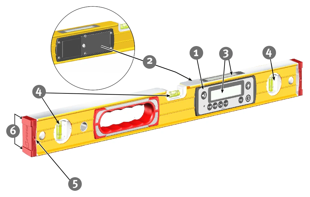 Poziomnica elektroniczna Stabila TECH 196 DL - elementy urządzenia