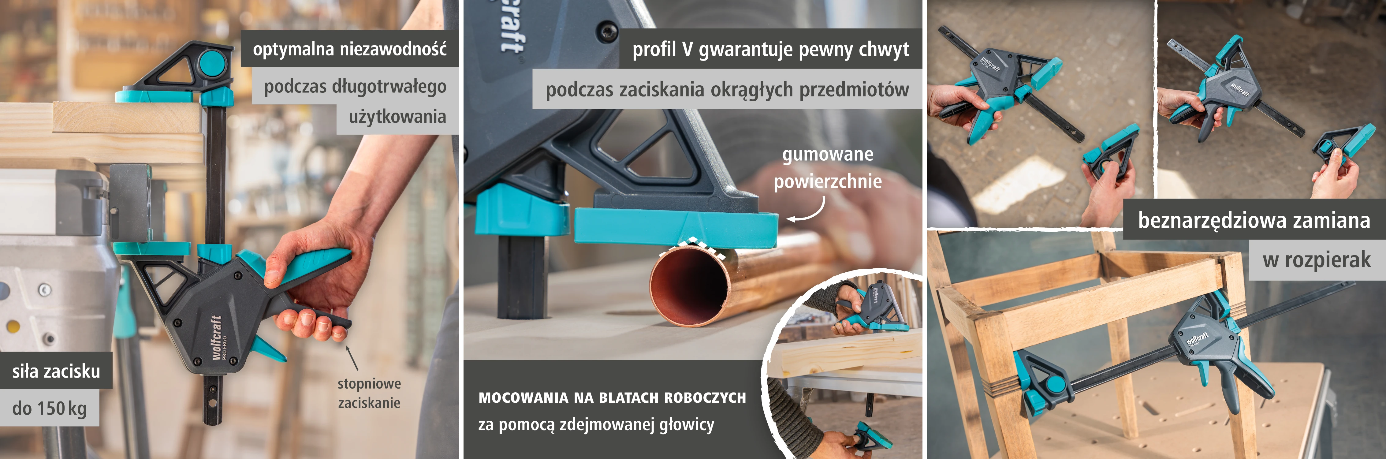 Ścisk stolarski jednoręczny PRO ERGO Wolfcraft