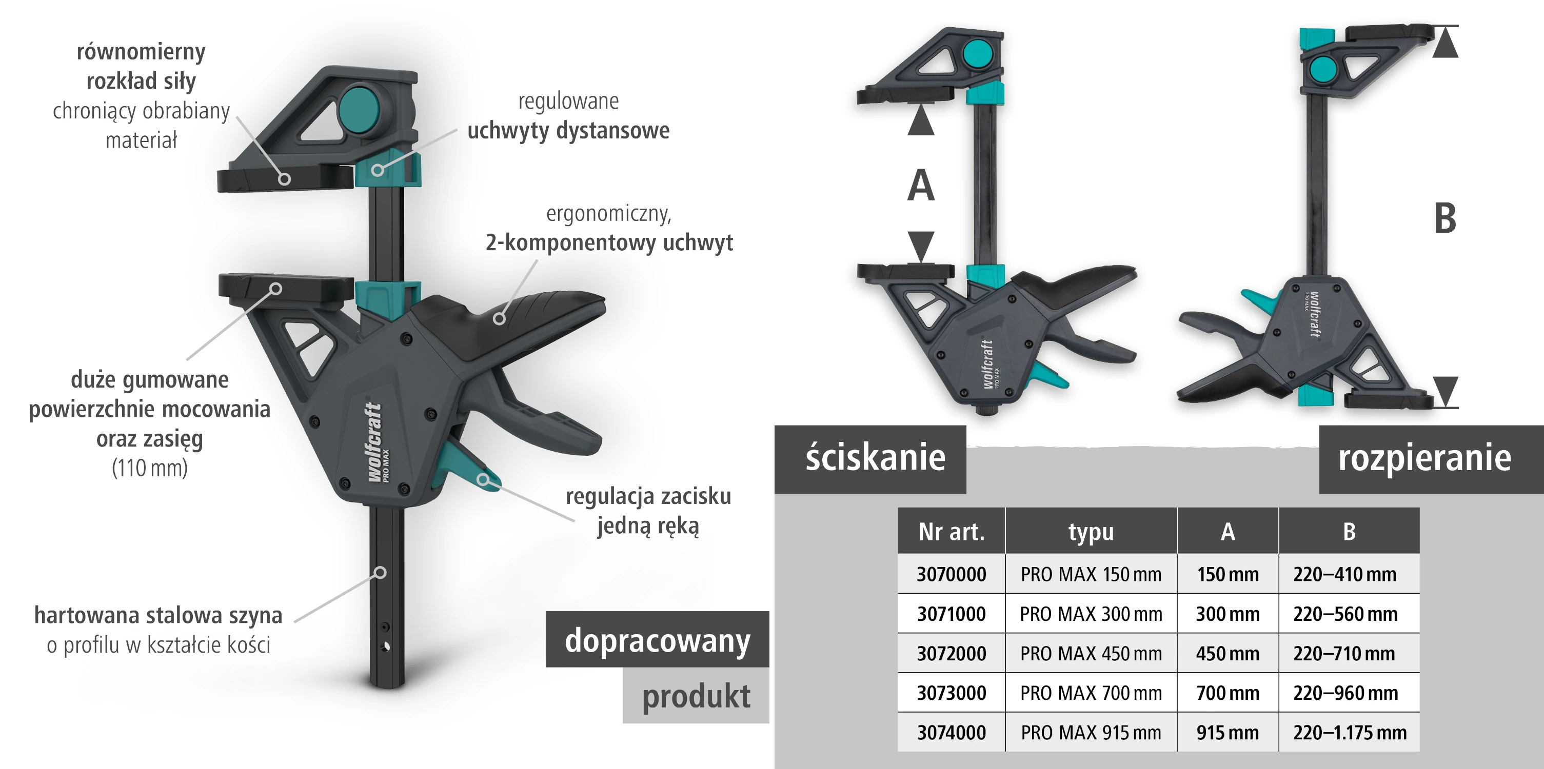 Ścisk jednoręczny PRO MAX Wolfcraft 3070000