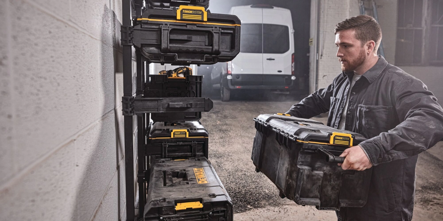 Modułowe przechowywanie skrzyń narzędziowych DeWalt ToughSystem