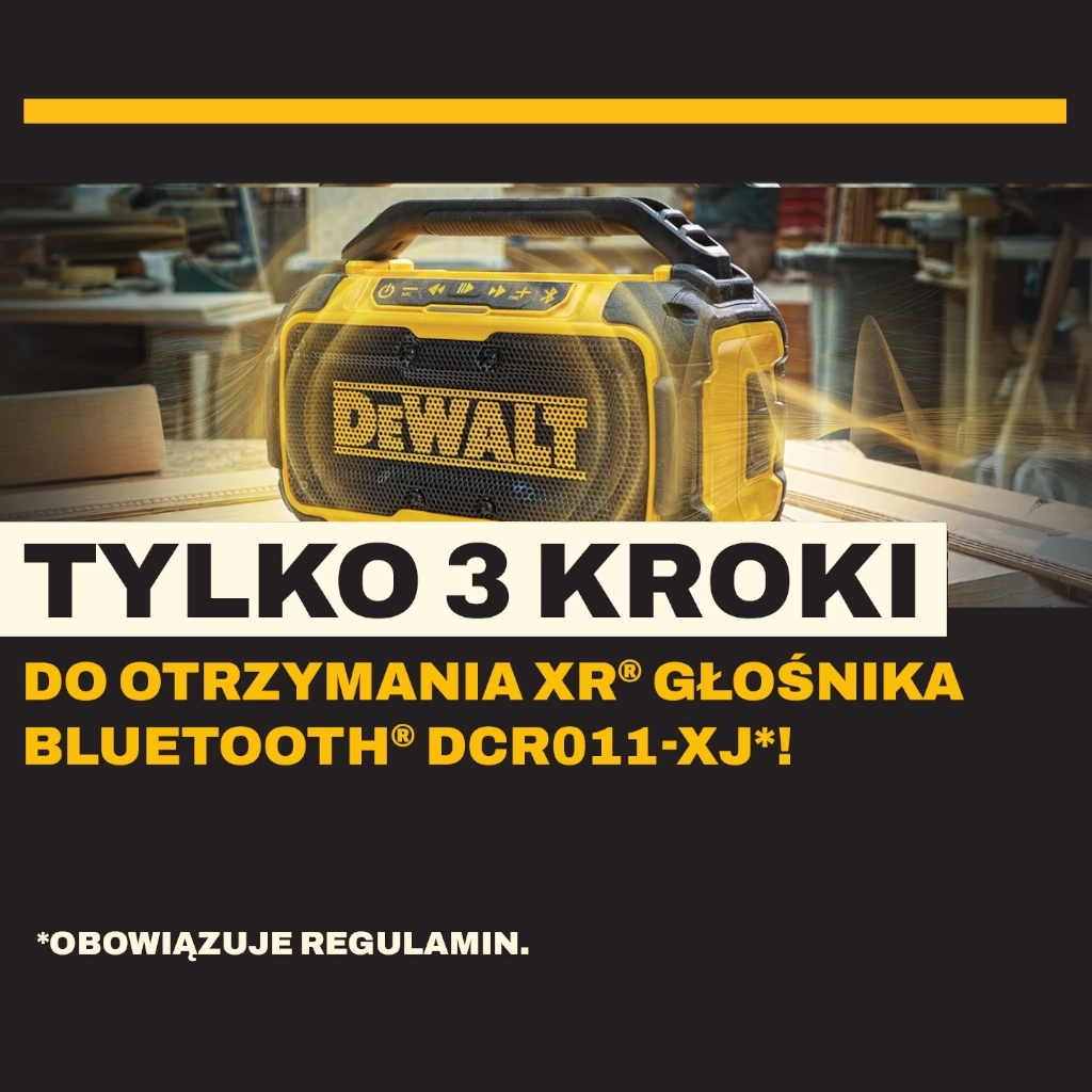 Promocja DeWALT 2026 - kup narzędzia za min. 2000 zł i odbierz głośnik gratis